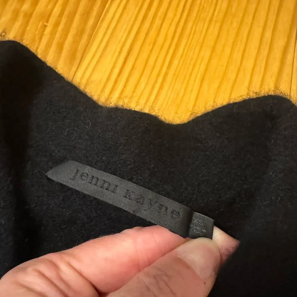 Jenni Kayne Merino Wool Yak Blend Black Cardigan Sweater Coat Open Front Size XS